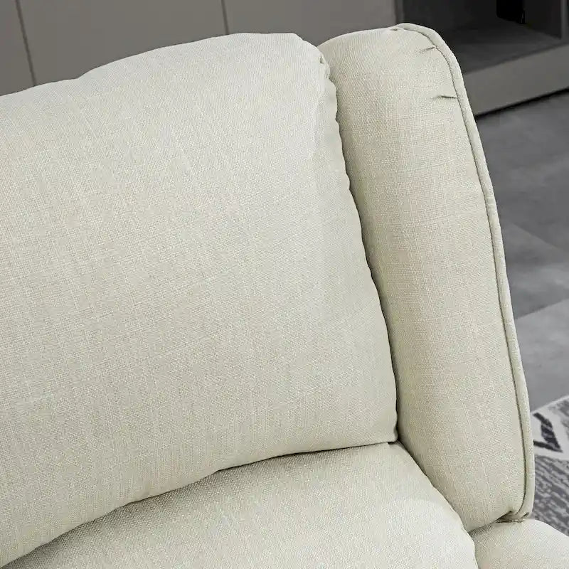 Fauteuil inclinable à oreilles en lin blanc avec massage vibrant, chauffage et repose-pieds