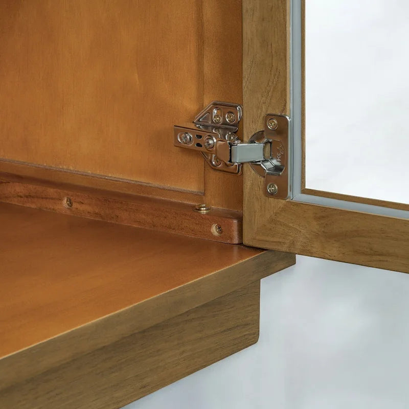 Grand buffet à 4 portes avec rangements, portes vitrées, étagères réglables et design arqué pour cuisine, salle à manger