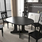 Table de salle à manger moderne ronde extensible avec piètement en X