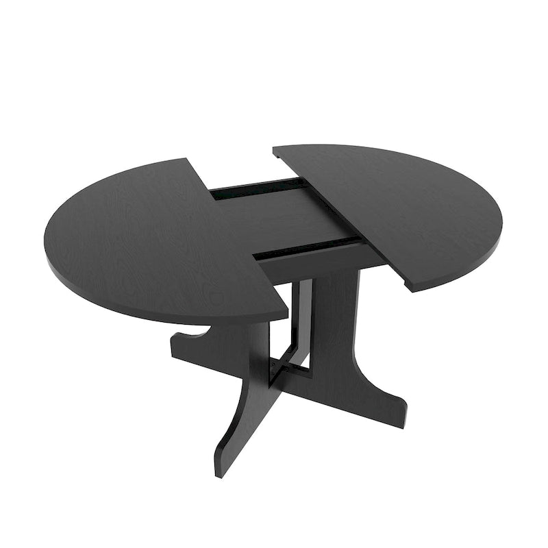 Table de salle à manger moderne ronde extensible avec piètement en X
