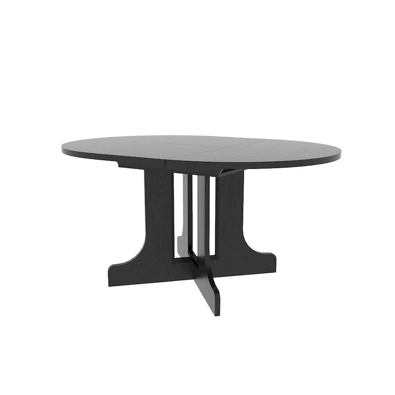 Table de salle à manger moderne ronde extensible avec piètement en X