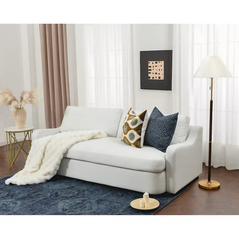 Canapé 3 places en lin à assise profonde avec coussins réversibles, 90 po. L