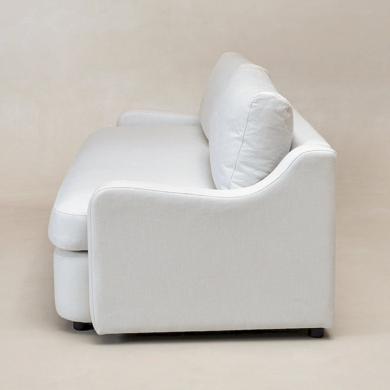 Canapé 3 places en lin à assise profonde avec coussins réversibles, 90 po. L