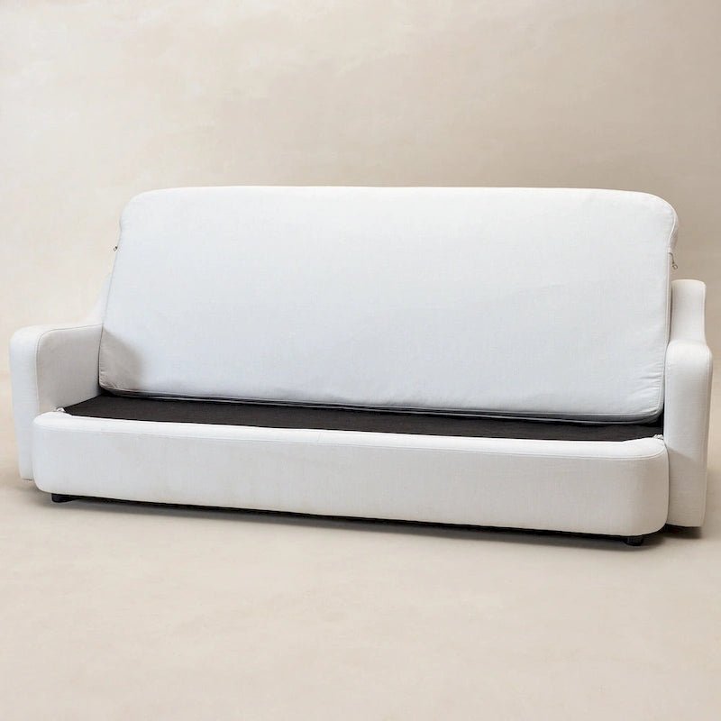 Canapé 3 places en lin à assise profonde avec coussins réversibles, 90 po. L