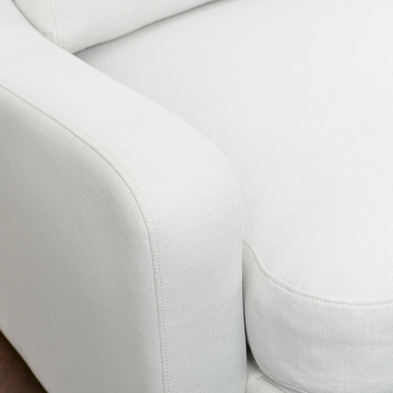 Canapé 3 places en lin à assise profonde avec coussins réversibles, 90 po. L