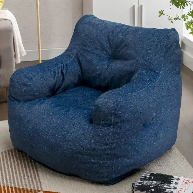 Pouf géant en tissu doux Coton et Lin avec rembourrage en mousse à mémoire de forme
