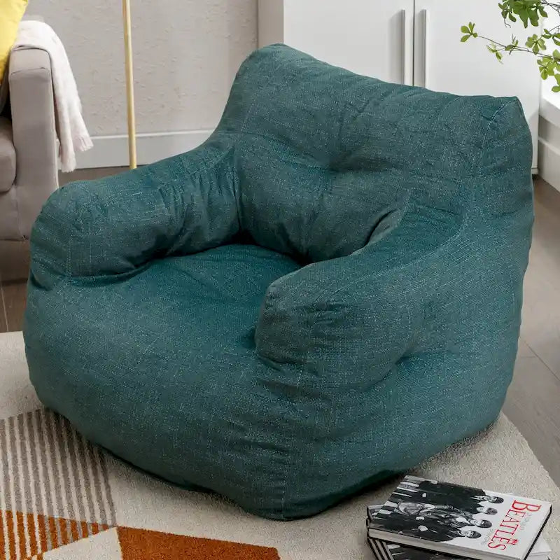 Pouf géant en tissu doux Coton et Lin avec rembourrage en mousse à mémoire de forme