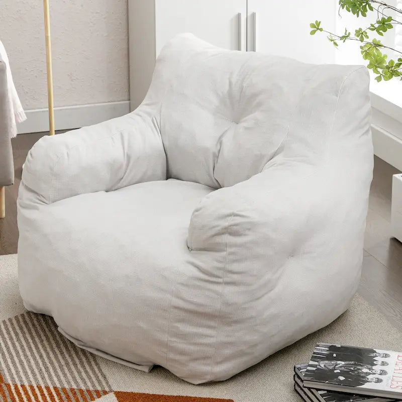 Pouf géant en tissu doux Coton et Lin avec rembourrage en mousse à mémoire de forme