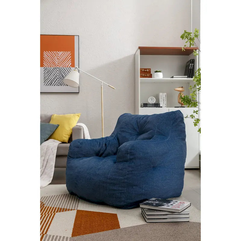 Pouf géant en tissu doux Coton et Lin avec rembourrage en mousse à mémoire de forme