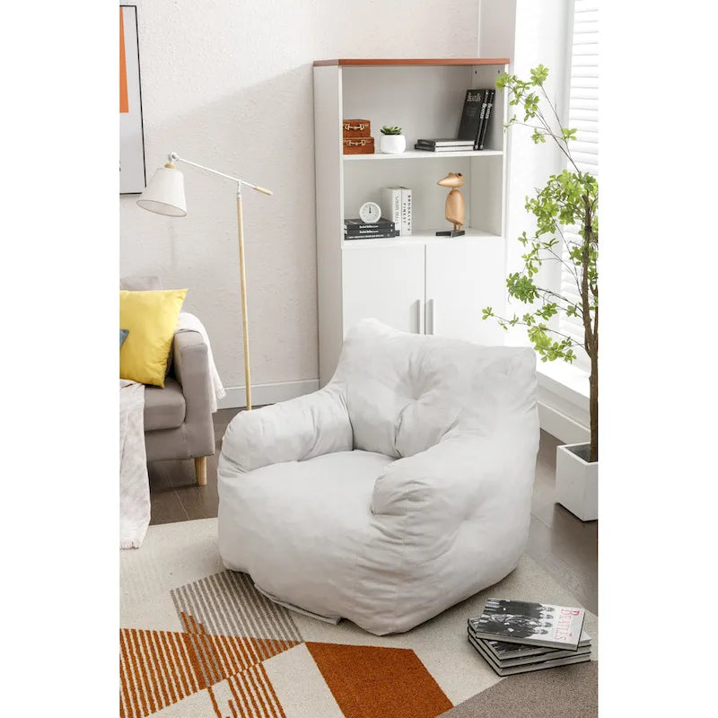 Pouf géant en tissu doux Coton et Lin avec rembourrage en mousse à mémoire de forme