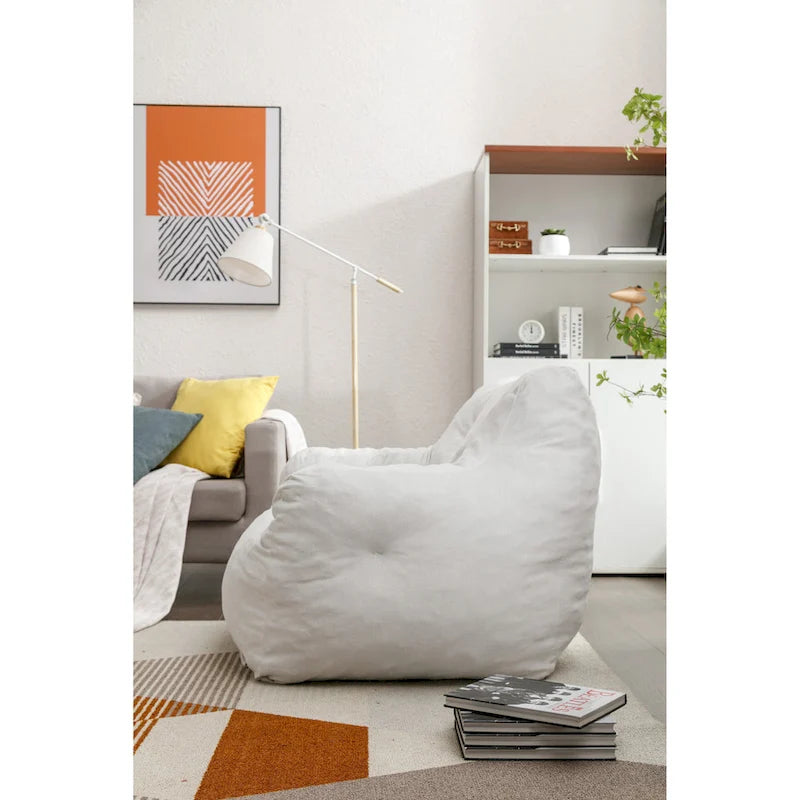 Pouf géant en tissu doux Coton et Lin avec rembourrage en mousse à mémoire de forme