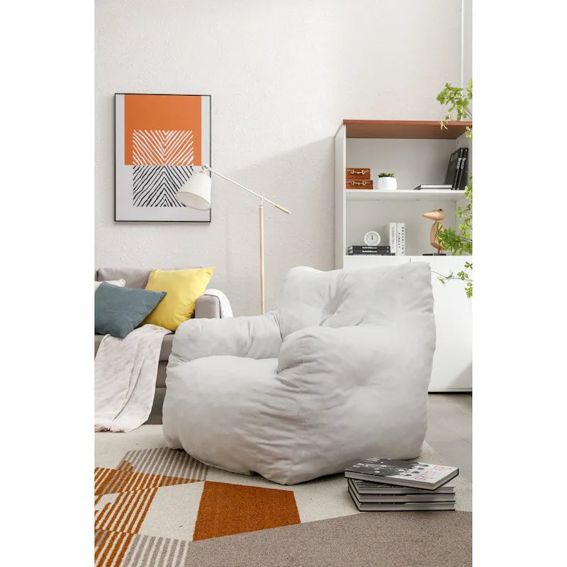 Pouf géant en tissu doux Coton et Lin avec rembourrage en mousse à mémoire de forme