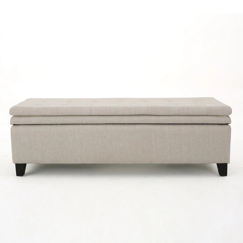Banc de rangement en lin capitonné