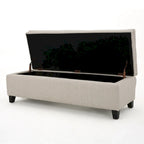 Banc de rangement en lin capitonné