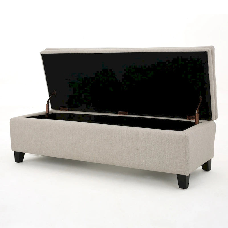 Banc de rangement en lin capitonné