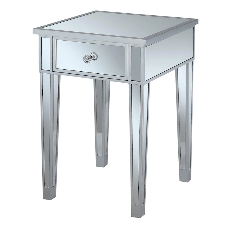 Table d'appoint à 1 tiroir, effet miroir