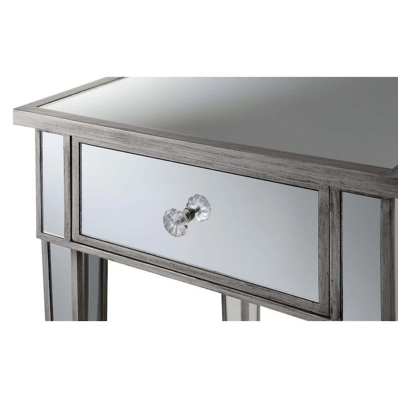 Table d'appoint à 1 tiroir, effet miroir