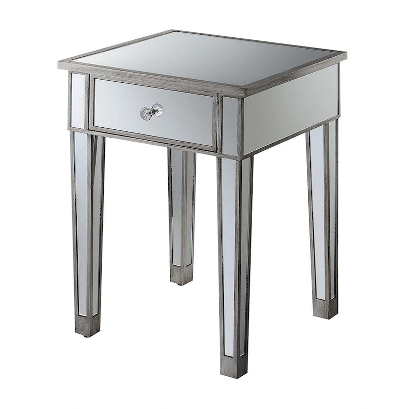 Table d'appoint à 1 tiroir, effet miroir