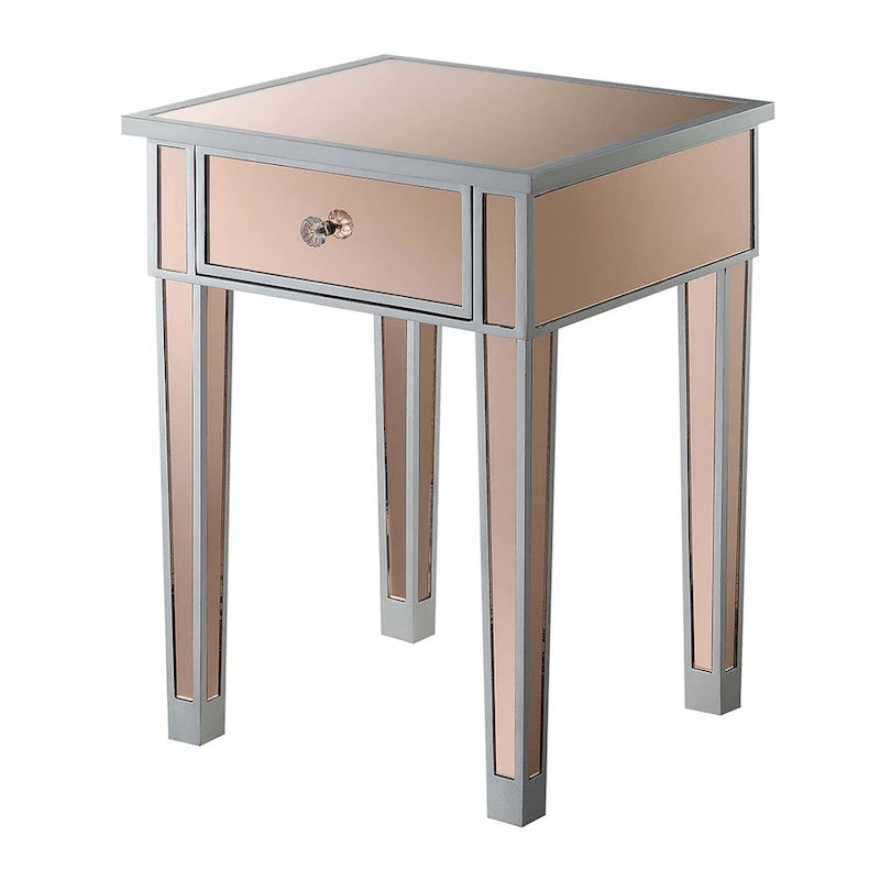 Table d'appoint à 1 tiroir, effet miroir