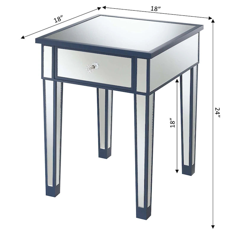 Table d'appoint à 1 tiroir, effet miroir