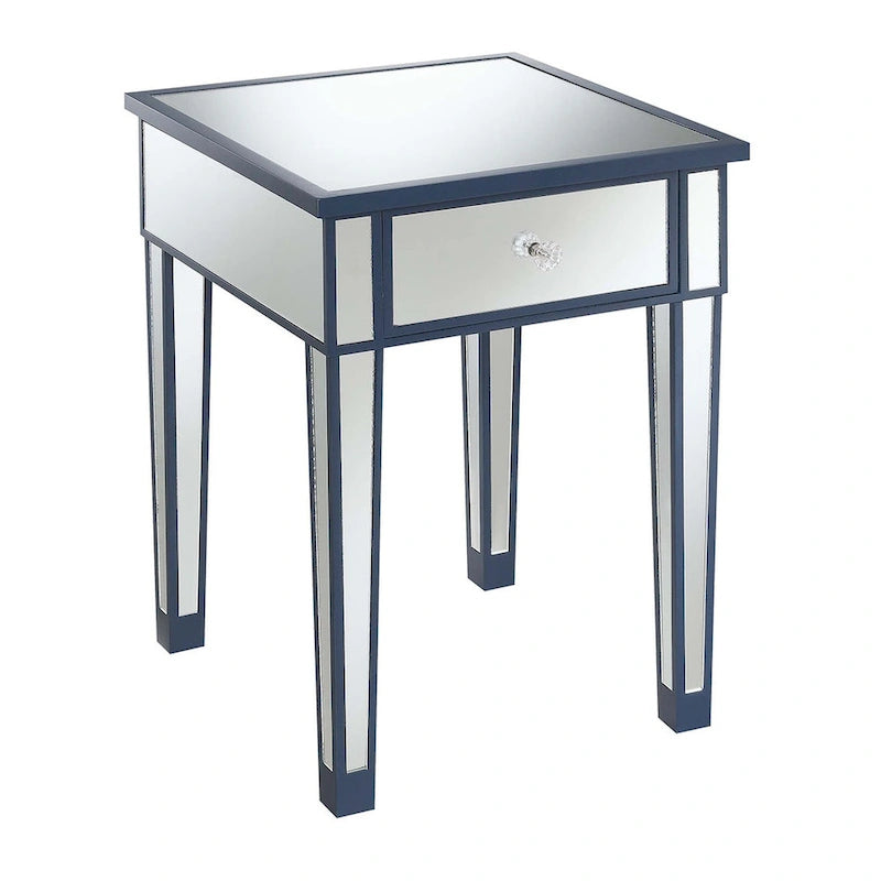 Table d'appoint à 1 tiroir, effet miroir