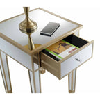 Table d'appoint à 1 tiroir, effet miroir