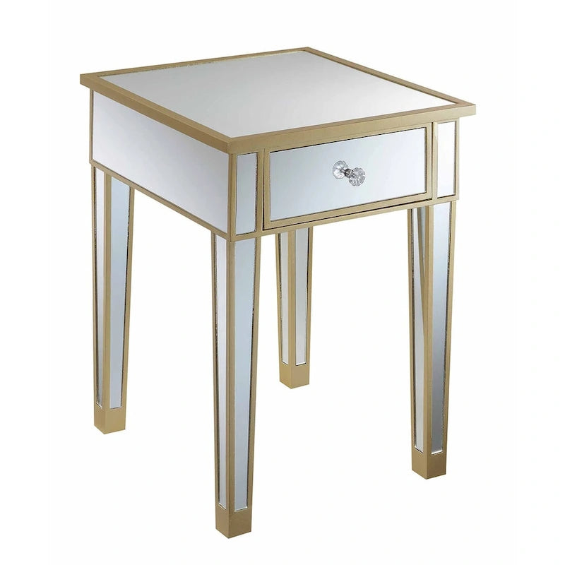 Table d'appoint à 1 tiroir, effet miroir