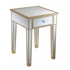 Table d'appoint à 1 tiroir, effet miroir