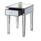 Table d'appoint à 1 tiroir, effet miroir