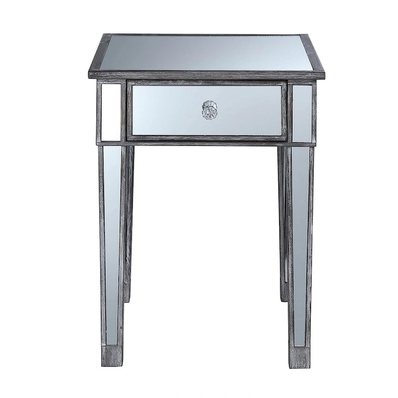 Table d'appoint à 1 tiroir, effet miroir