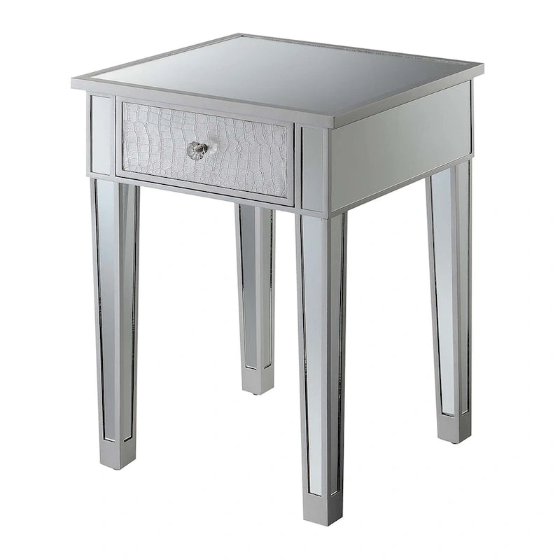 Table d'appoint à 1 tiroir, effet miroir