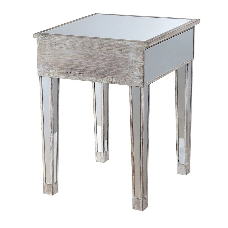 Table d'appoint à 1 tiroir, effet miroir