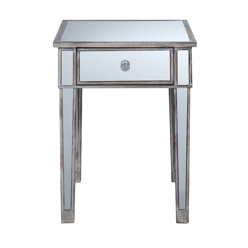 Table d'appoint à 1 tiroir, effet miroir