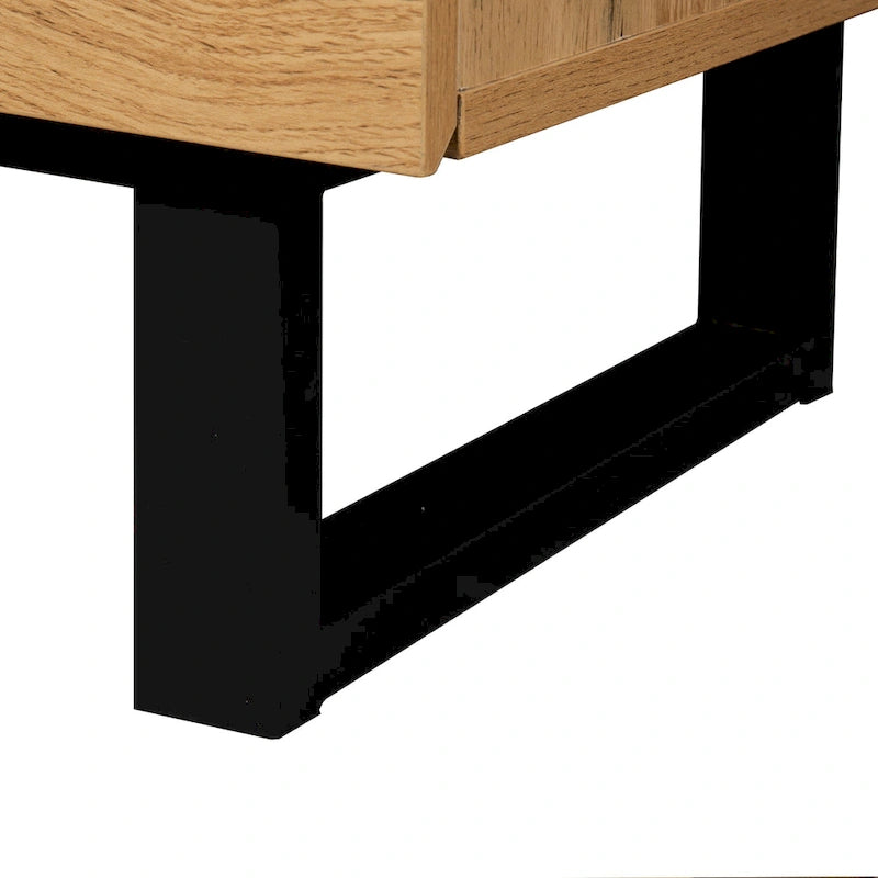 Meuble TV moderne pour téléviseur 80 pouces avec double espace de rangement