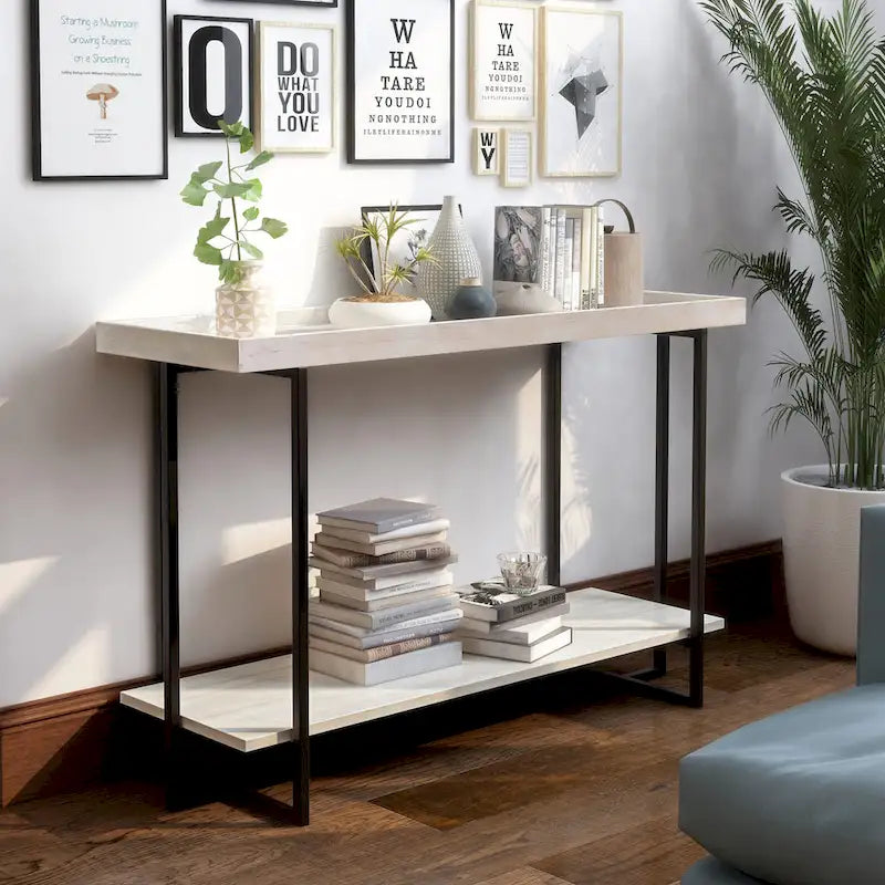 Table console de style rustique de 47 po en métal à 1 étagère