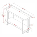 Table console de style rustique de 47 po en métal à 1 étagère