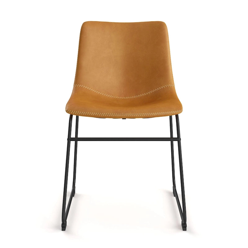 Chaises d'appoint en cuir vegan avec pieds noirs