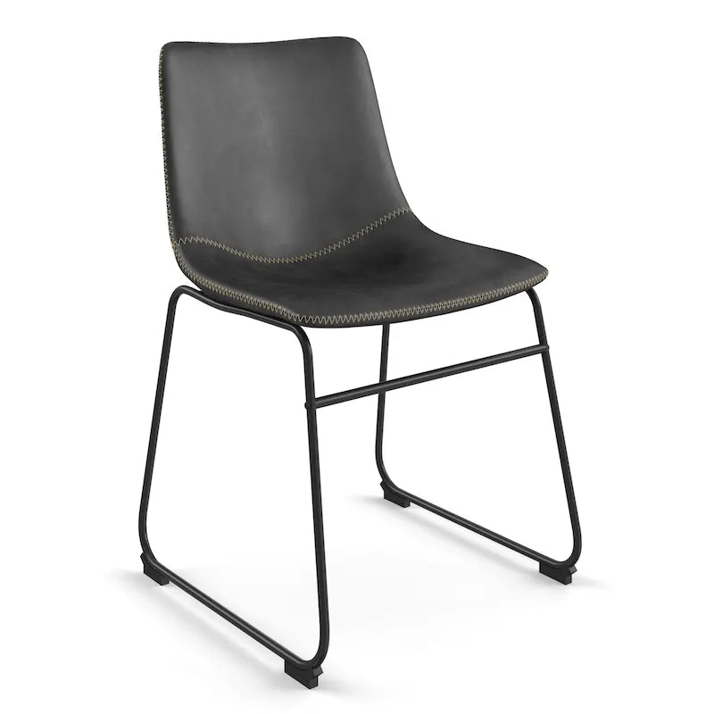 Chaises d'appoint en cuir vegan avec pieds noirs