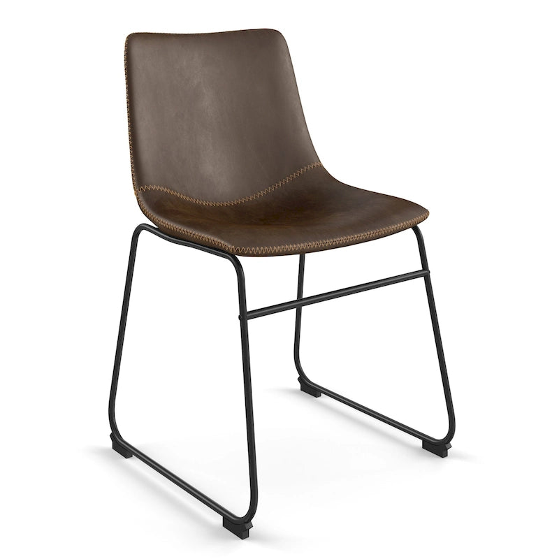 Chaises d'appoint en cuir vegan avec pieds noirs