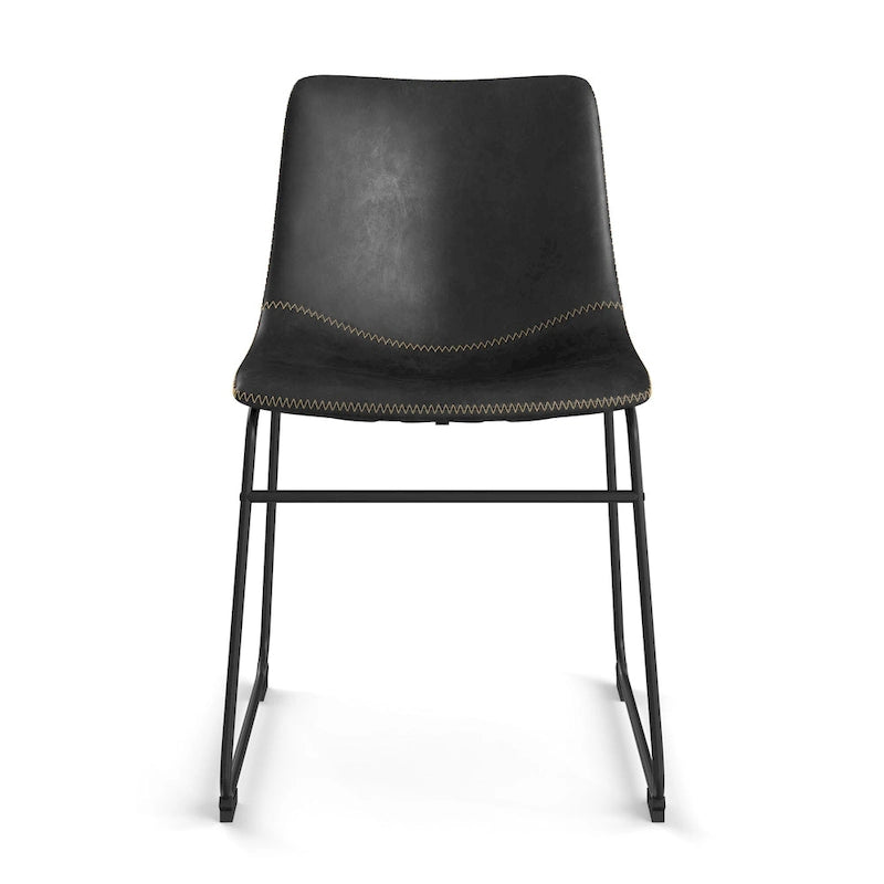 Chaises d'appoint en cuir vegan avec pieds noirs