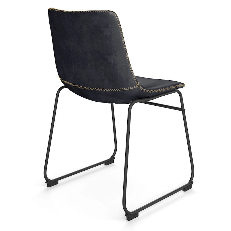 Chaises d'appoint en cuir vegan avec pieds noirs