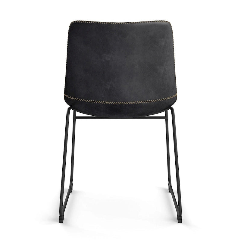 Chaises d'appoint en cuir vegan avec pieds noirs