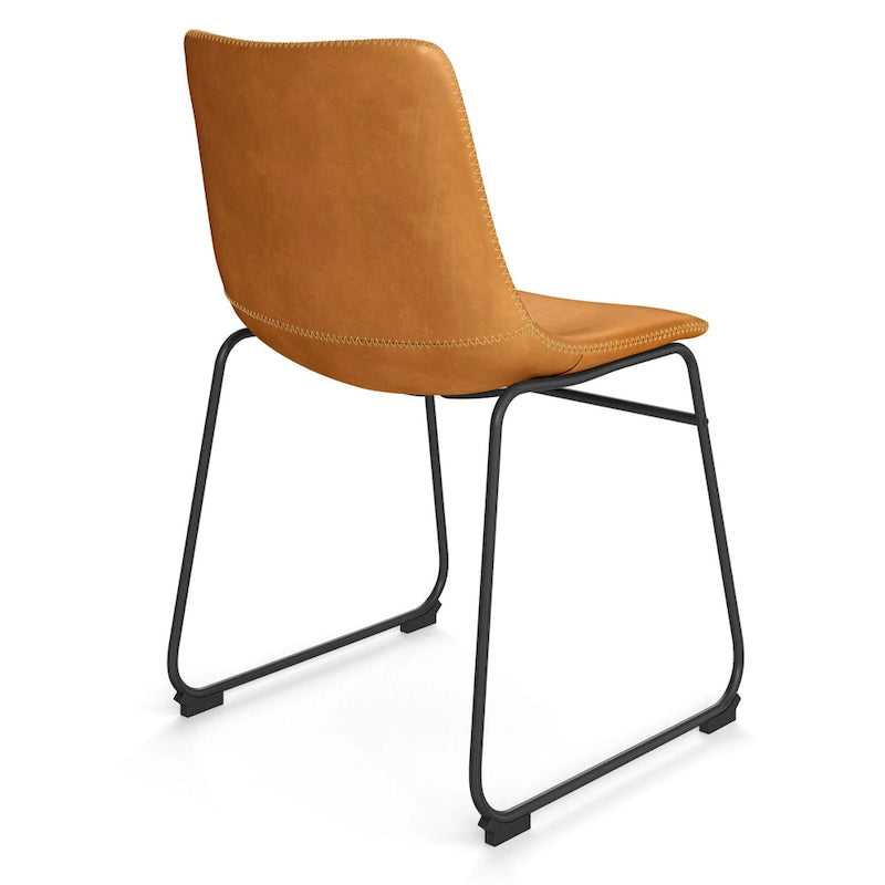 Chaises d'appoint en cuir vegan avec pieds noirs