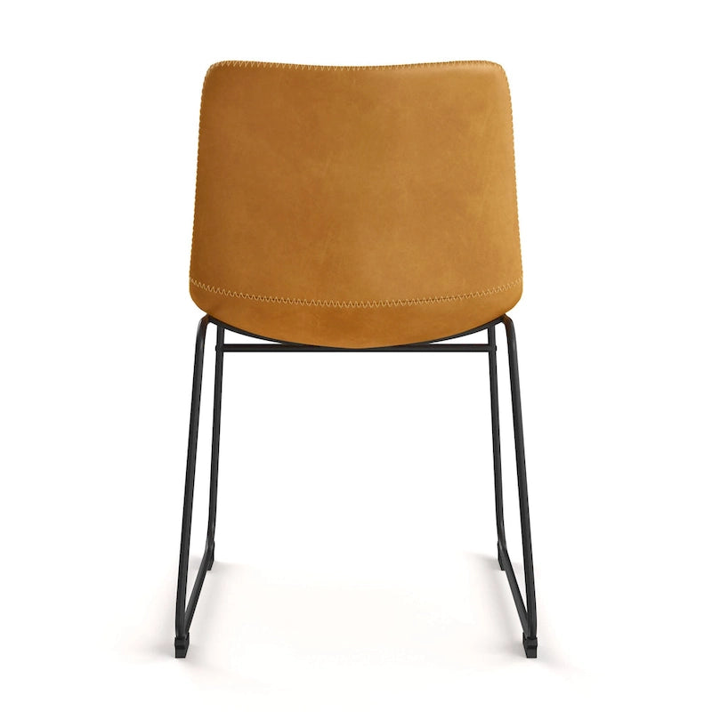 Chaises d'appoint en cuir vegan avec pieds noirs