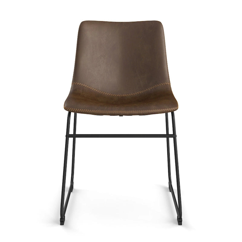 Chaises d'appoint en cuir vegan avec pieds noirs