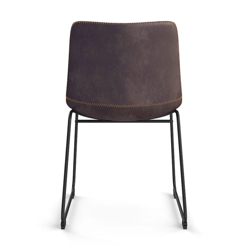Chaises d'appoint en cuir vegan avec pieds noirs