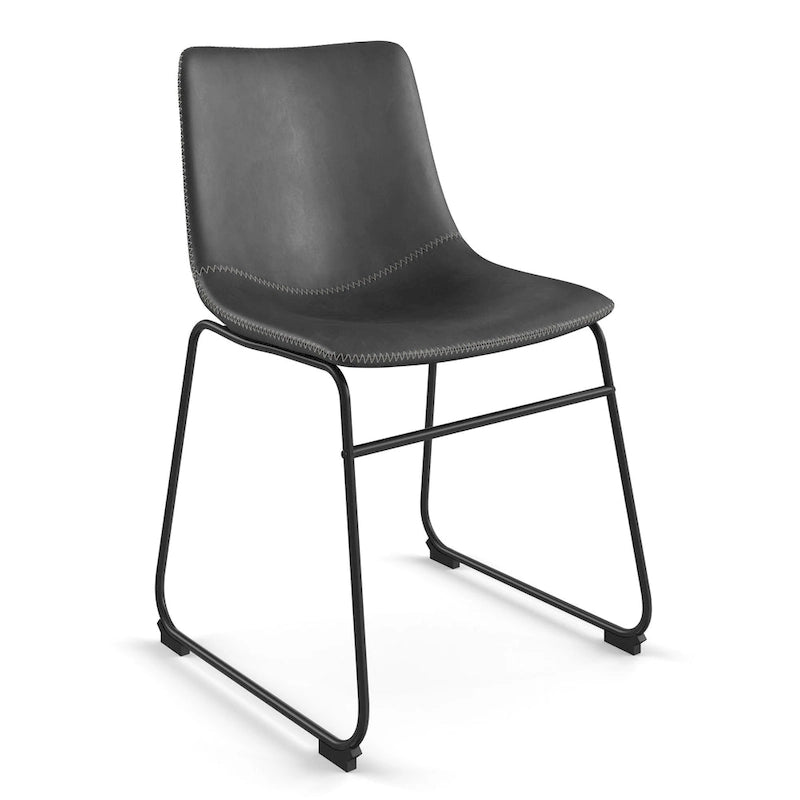 Chaises d'appoint en cuir vegan avec pieds noirs