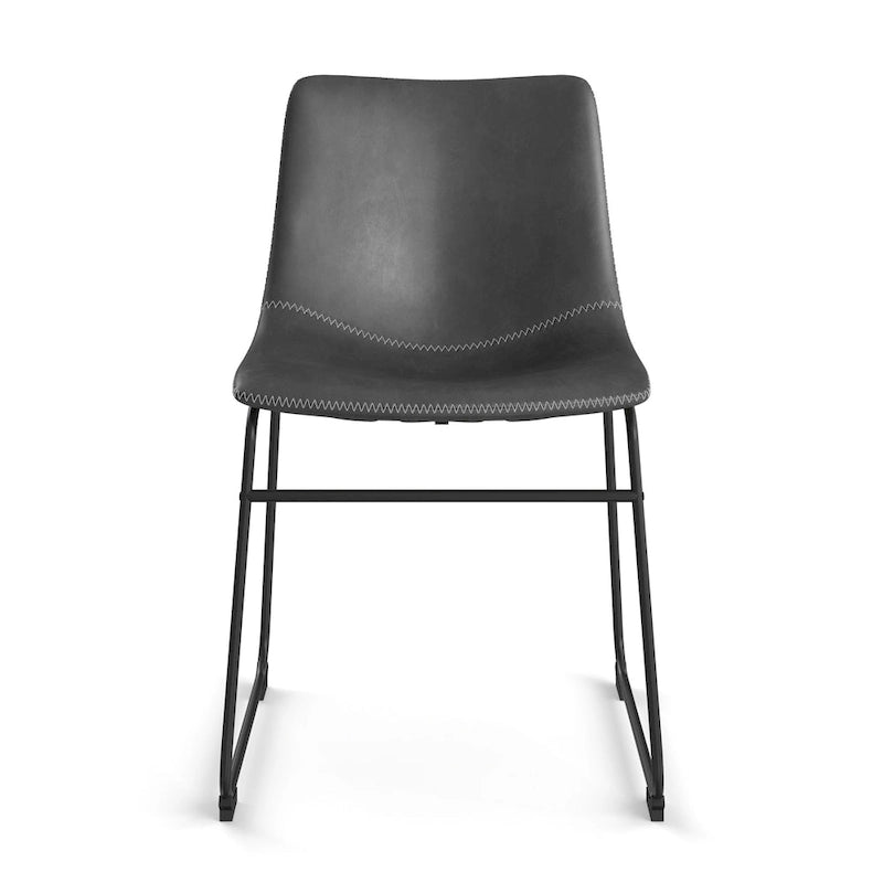 Chaises d'appoint en cuir vegan avec pieds noirs