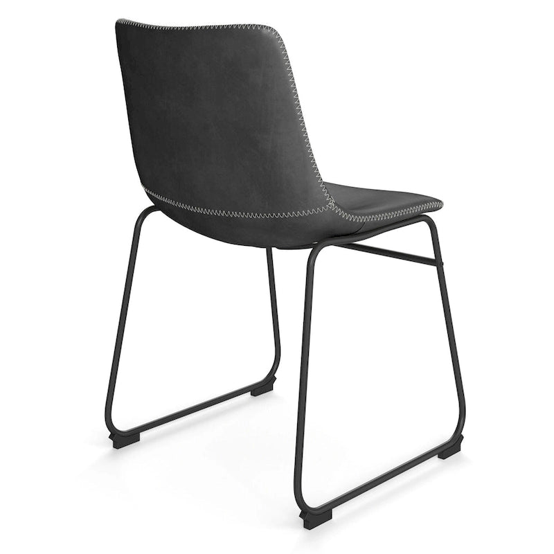 Chaises d'appoint en cuir vegan avec pieds noirs