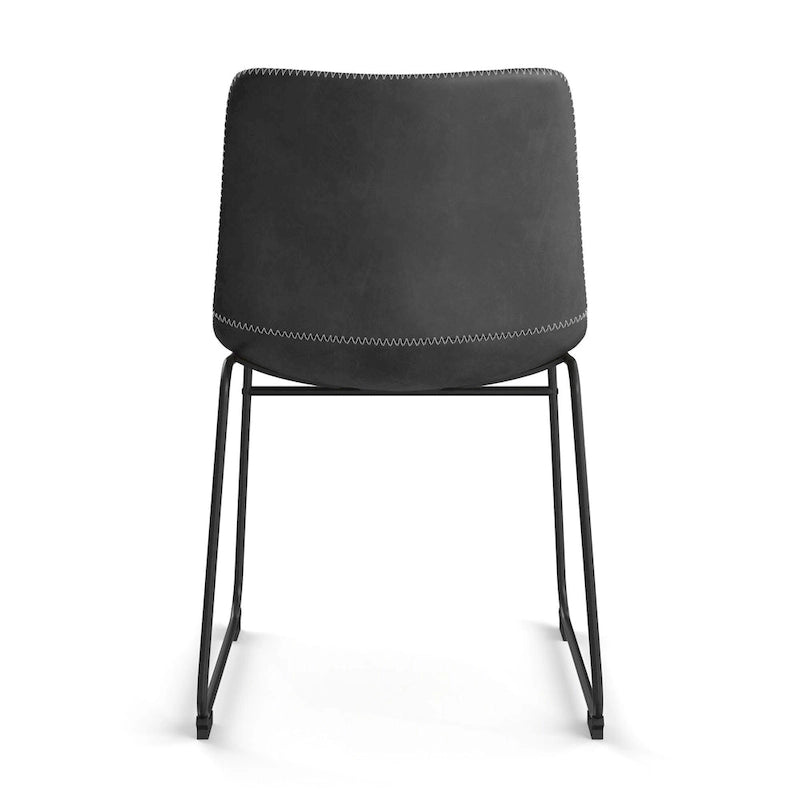 Chaises d'appoint en cuir vegan avec pieds noirs
